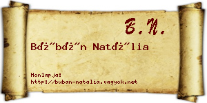 Búbán Natália névjegykártya